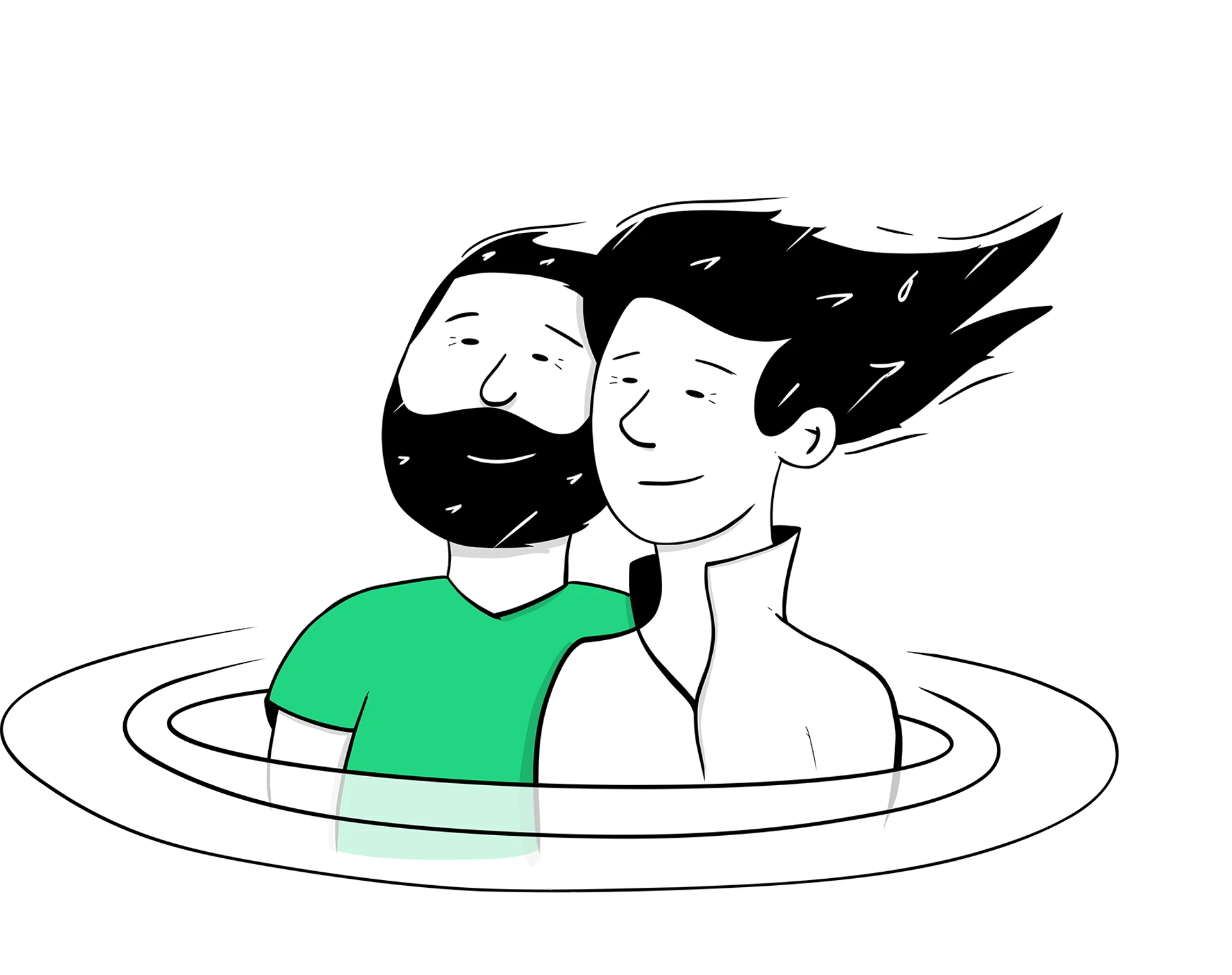 Mann und Frau im Extremwetter mit Sonne Wolken und Sturm