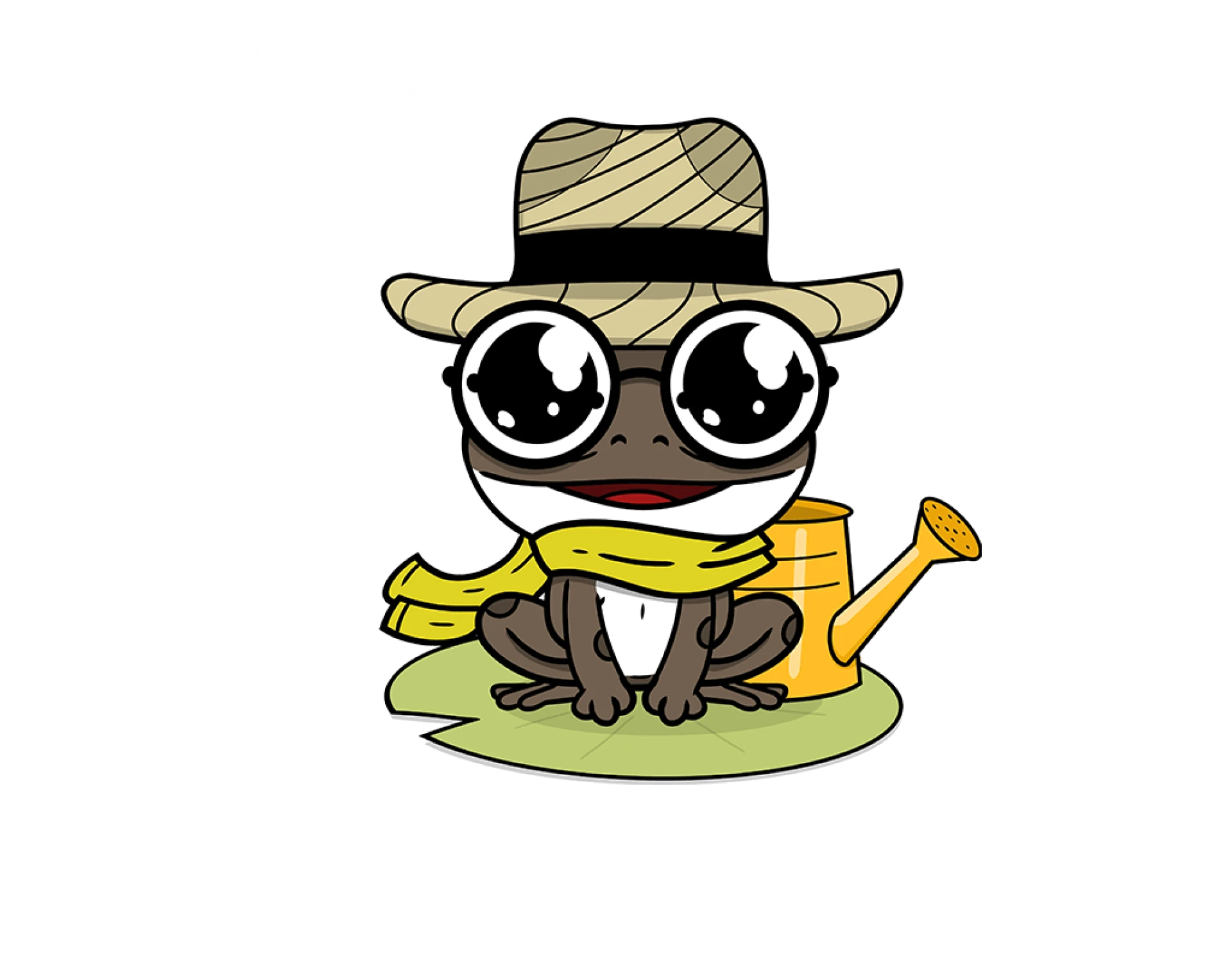 Frosch Dürre mit Gießkanne
