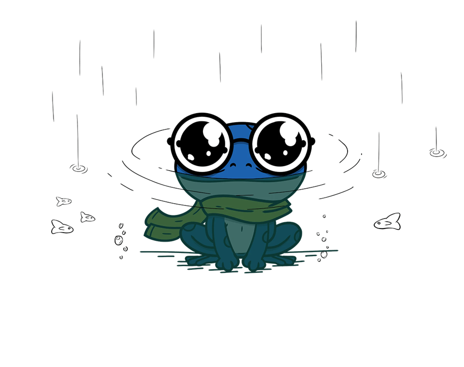 Frosch Hochwasser nur der Kopf schaut aus dem Wasser