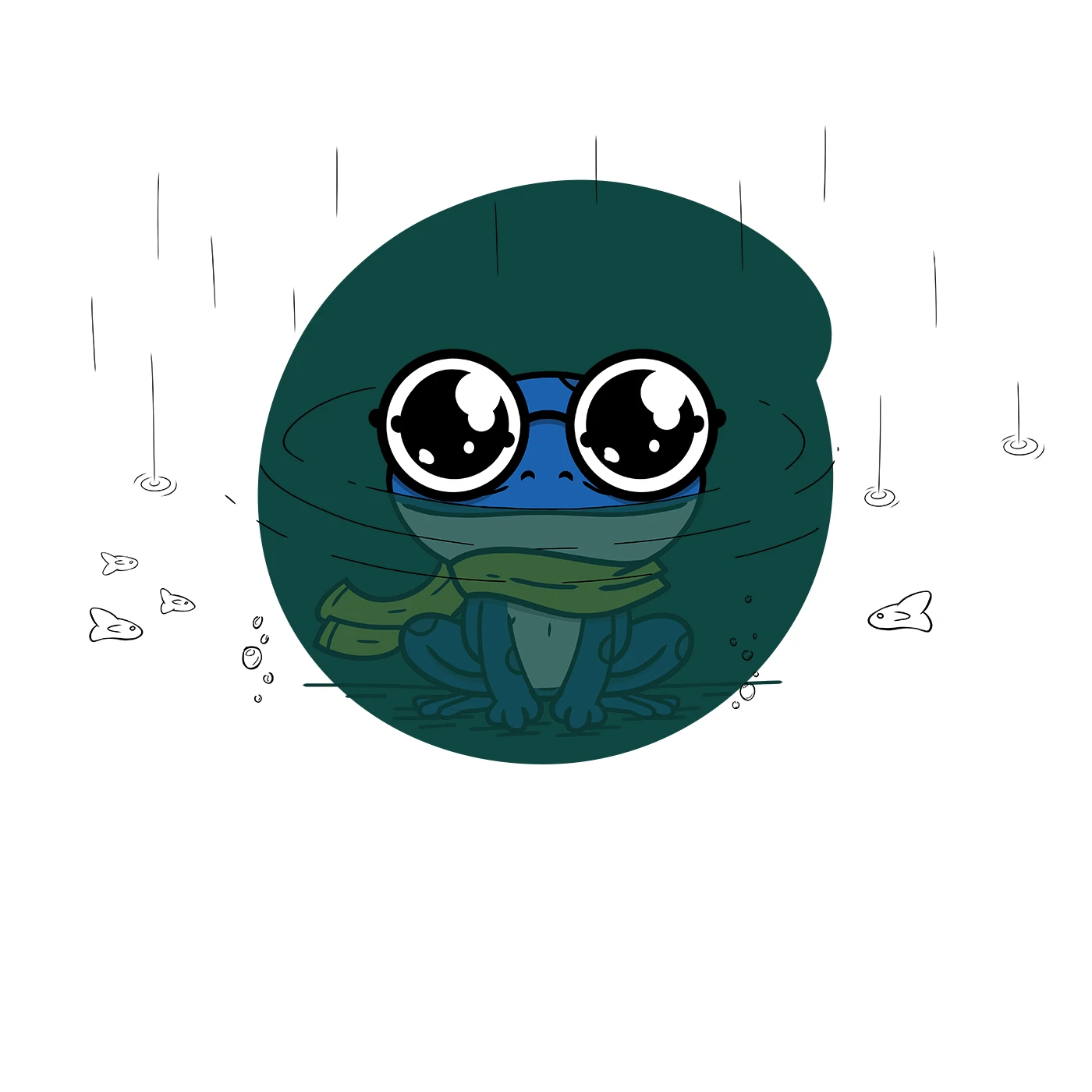 Frosch Hochwasser nur der Kopf schaut aus dem Wasser