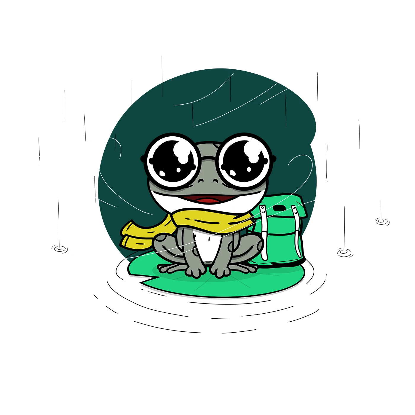 Frosch mit Notfallrucksack